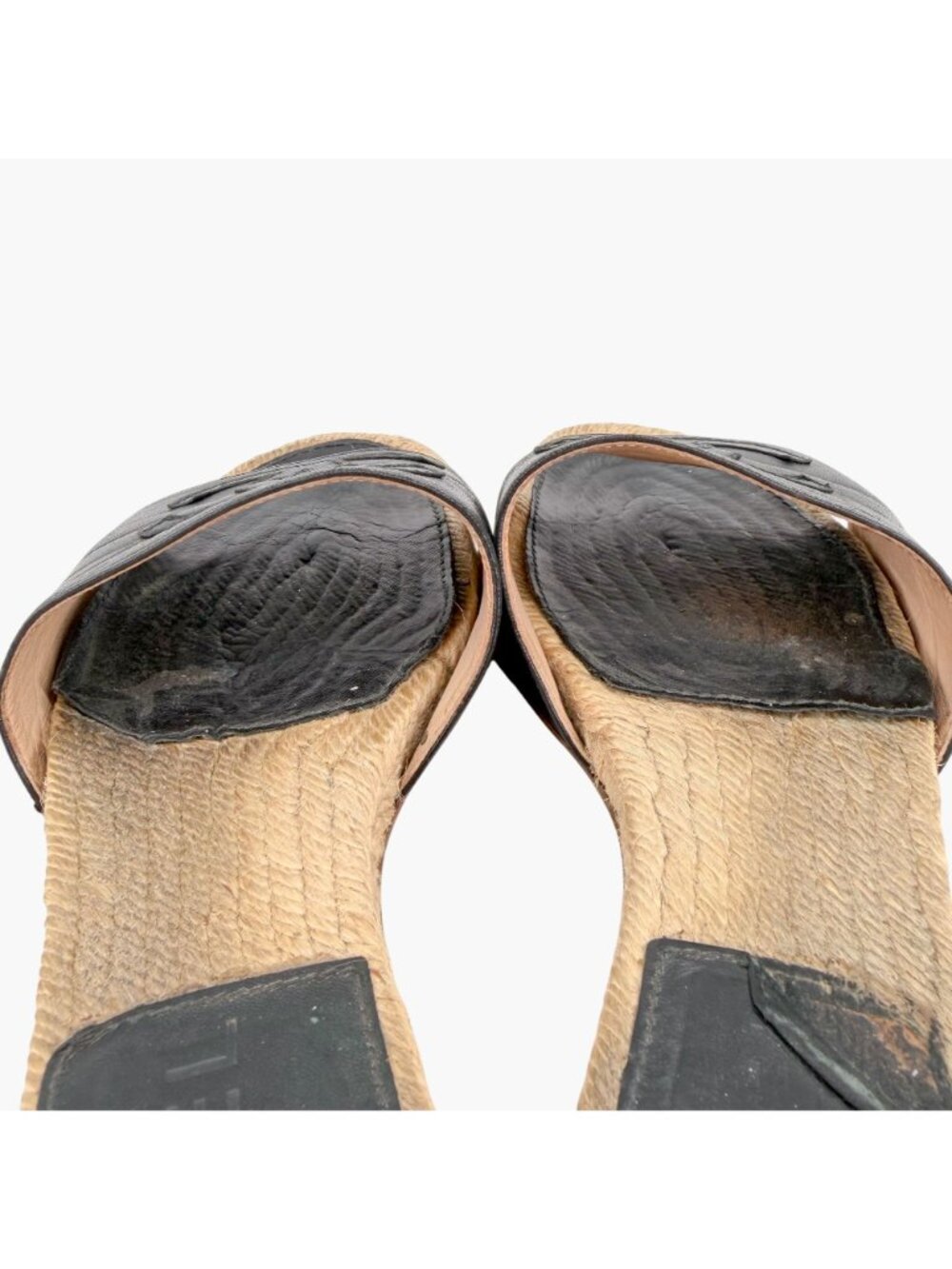 Chanel Black Leather CC Espadrille Slide Sandals Flats Size 38 US 7–7.5 Women's - Picture 15 of 15